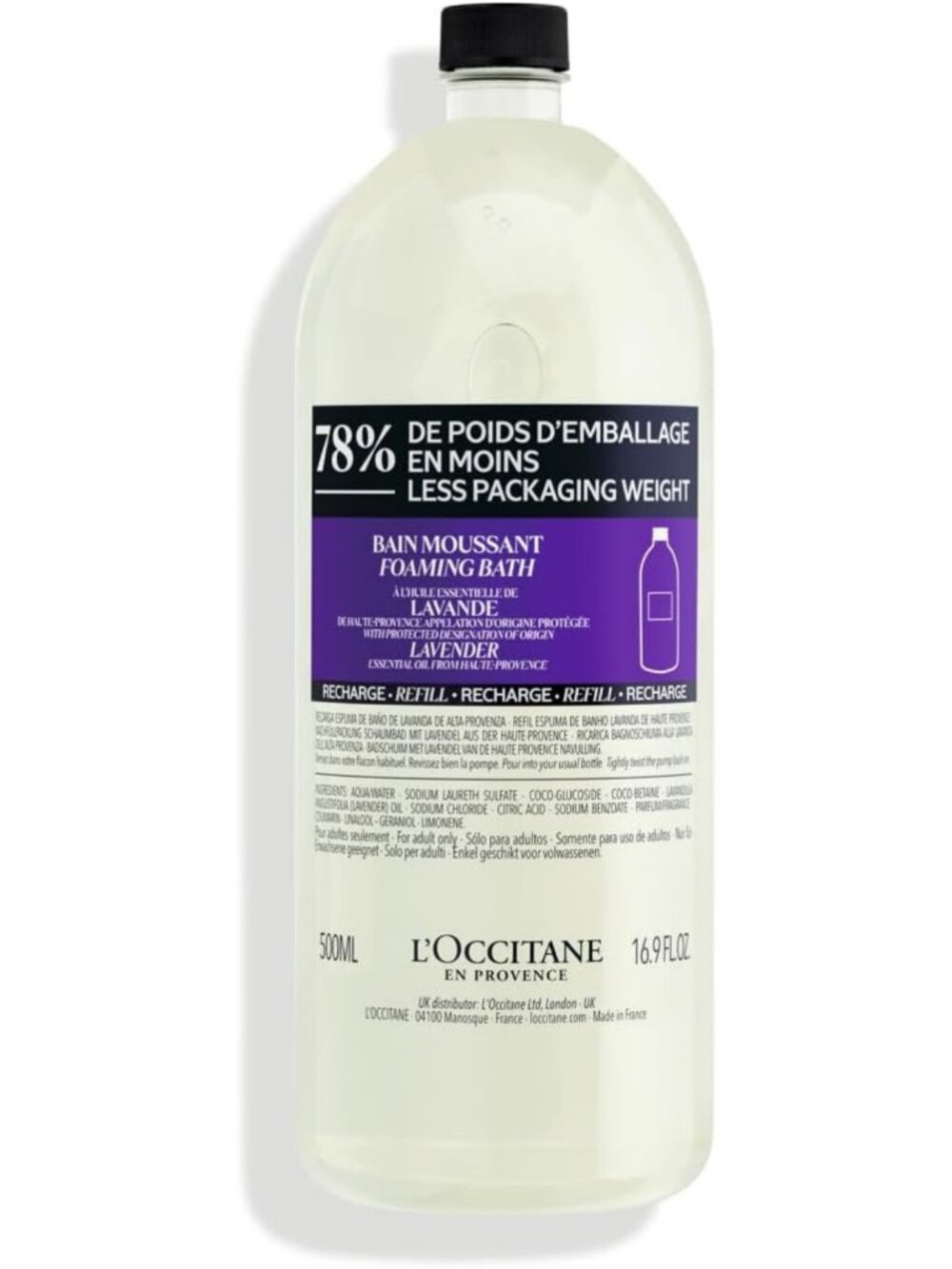 Relaxing Lavender Bubble Bath Refill - Foaming, Essential Oil Infused, 16.9 fl